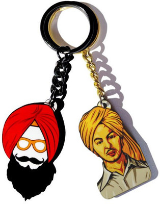 

MiiCreations Punjabi Singh Beard Key Chain(Red, Gold)