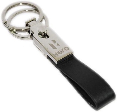 

Aura Hero Double Ring Metal & Leather Imported Key Chain(Black, Silver)