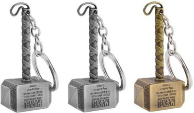 

confident set of 3 hammer gold and silver Key Chain(Multicolor)