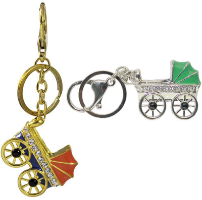 

Tootpado Buggy (Pack Of 2) - 1o184 - Stylish Stone Metal Crystal Rhinestones Purse Pendant Handbag Charm Key Chain(Multicolor)