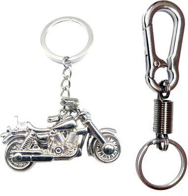

City Choice Combo of Chrome Bike & Spring Hook Locking Key Chain(Silver)