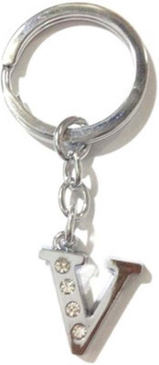 Rashi Traders Alphabet V Chrome Key Chain(Silver)