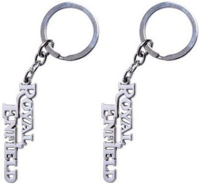 Aura Set Of 2 Imported Royal Enfield Full Metal Locking Key Chain(Silver)