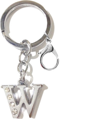 

Tech Fashion Alphabet W Hook High Quality Chrome Metal Finish with 4 Diamonds Fixed Locking Key Chain(Silver)