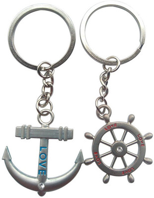 

Madhuraj High Quality Couple Love Rudder & Anchor Metal Key Chain(Silver)