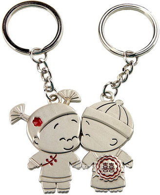 

CTW Cute Tiny Miny Kissing Couple Metal Key Chain(Silver)