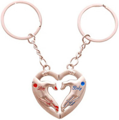 

MI Corporations Love Couple Hands in Heart Key Chain Locking Key Chain(Multicolor)