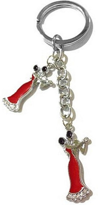 

Aura Romantic Two Couples Dancing Metal Locking Key Chain(Red, Silver)