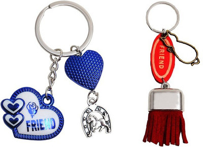 

Forty Creek Blue Friend Heart With Horse Nail Pack of 2 Key Chain(Multicolor)
