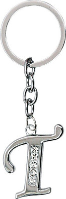 

U R God Diamond Studded Alphabet "T" Key Chain(Silver)