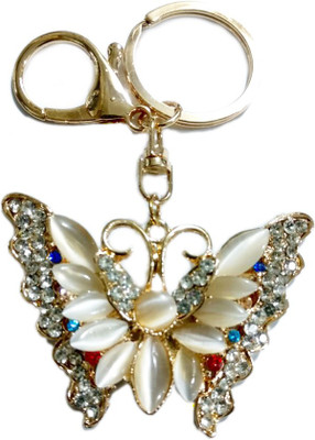 

Tech Fashion Butterfly Diamond Beads Metal Best Quality Gift Locking Key Chain(White)