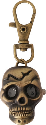 

Super Drool Antique Skull with Watch Charm Key Chain(Gold)