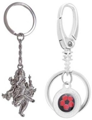 Rashi Traders Ganpati & Red Black Challa Locking Locking Key Chain(Silver)