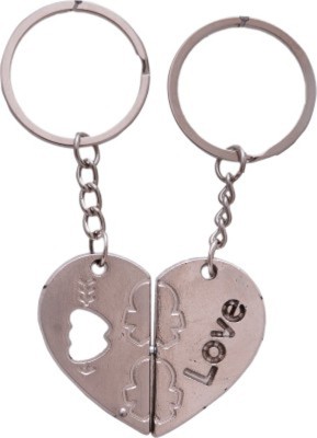 

CTW Love Heart Couple Happiness Pack Of 2 Metal Key Chain(Silver)