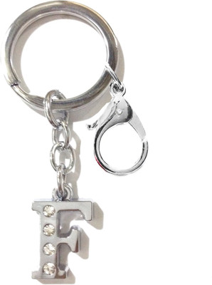 

Tech Fashion Alphabet F Hook High Quality Chrome Metal Finish with 4 Diamonds Fixed Locking Key Chain(Silver)