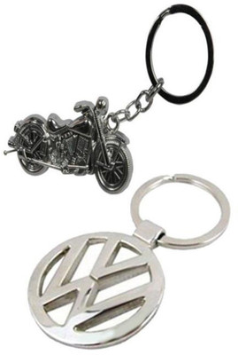 

Confident MVP330 Metal Choper Bike And VolksWgen Car Logo Key Chain(Silver)