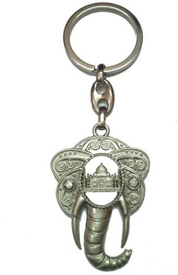 City Choice Silver Taj Mahal with Elephant Head Key Chain(Silver)
