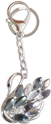 

Super Drool Black Stone Embellished Swan Key Chain(Silver)