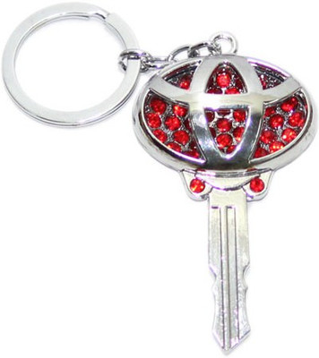 

24x7 Shop Toyota Metal Diamond Studded Imported Key Chain(Red, Silver)