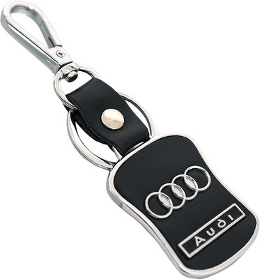 

U R God HQ Audi Leather & Metal Car Logo Locking Key Chain(Black)