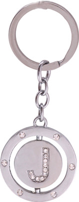 Oyedeal Studded Revolving Letter J Key Chain(Silver)