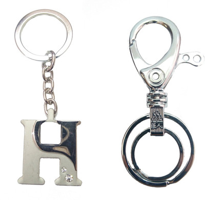 

City Choice Combo of Alphabet "H" with Hook & Locking Key Chain(Silver)
