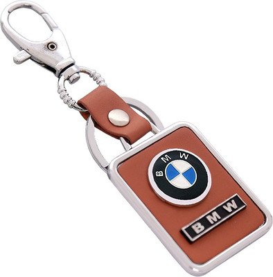 

U R God HQ BMW Leather & Metal Square Car Logo Locking Key Chain(Brown)