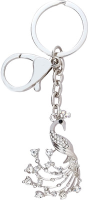 

Super Drool Crystal Studded Peacock Locking Key Chain(Silver)