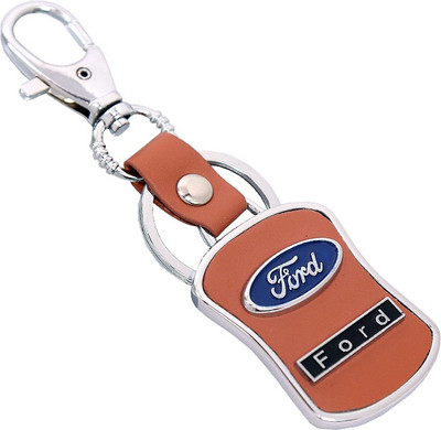

U R God HQ Ford Leather & Metal Car Logo Locking Key Chain(Brown)
