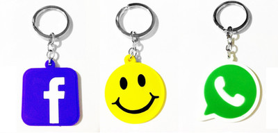 

Tech Fashion Big Facebook Smiley WhatsApp Logo Blue Yellow Green Synthetic Locking Key Chain(Blue, Yellow, Green)