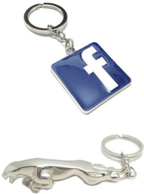 

Confident High Quality Metal Jaguar Car Logo And Facebook Logo Key Chain(Multicolor)