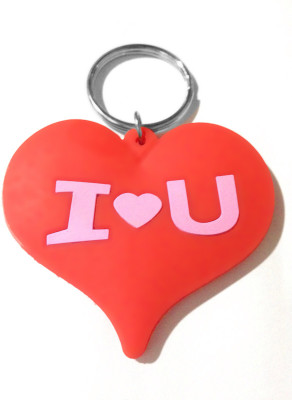

Tech Fashion Heart Shape Rubber Red I ♥ U Locking Key Chain(Red)
