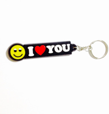 Tech Fashion I Love You Yellow Smiley Red Heart Synthetic Locking Key Chain(Yellow, Red, Black)