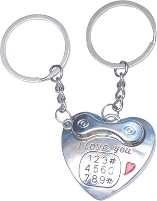 CTW Heart Landline Phone Receiver I love You Metal Key Chain(Silver) available at flipkart for Rs.189
