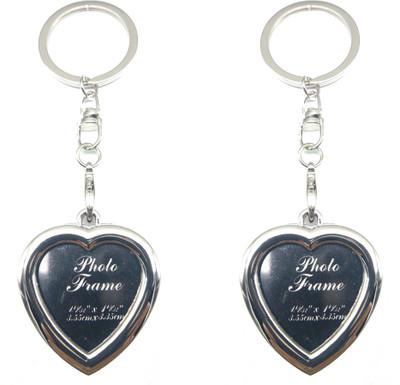 

City Choice Combo of 2 Hearts Photoframe Key Chain(Silver)