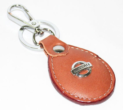 Aura Nissan Imported Metal & Leather Locking Key Chain(Brown, Silver)