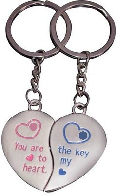 

U R God You Are The Key To My Heart Magnetic Pair Key Chain(Silver)
