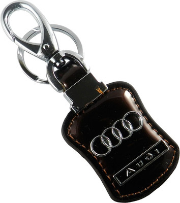 

Techpro Audi Brown glossy leatherite with metal logo Locking Key Chain(Multicolor)