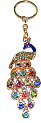 

Tech Fashion Peacock Colour Diamonds Metal ring Beautiful Gift Boy Girl Men Women TF-540 Locking Key Chain(Multicolor)