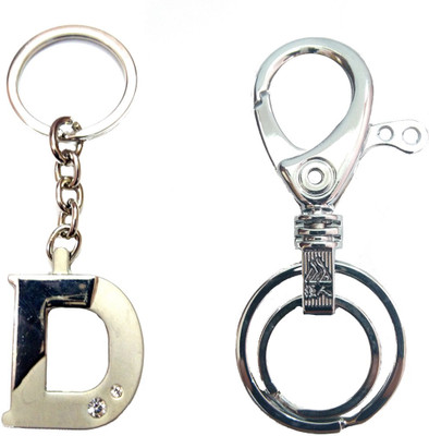 

City Choice Combo of Alphabet "D" with Hook & Locking Key Chain(Silver)