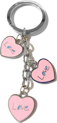 

Tech Fashion Heart Shape Three Pink Colour Love Locking Key Chain(Pink)