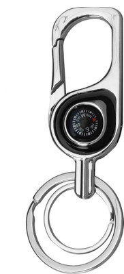 Red Hill Campass Double Ring with hook Key Chain(Silver)