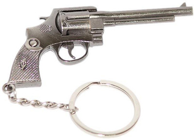 

Aura Imported Revolver Pistol Metal Key Chain(Silver)