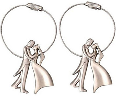 

New Pinch Combo Of Romantic Couple Metal Key Chain(Silver)