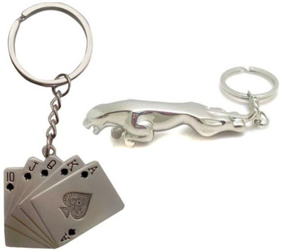 

New Pinch Playing Cards And Jaguar Metal Key Chain(Silver)