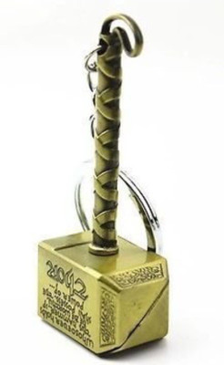 CRYSTAL LEAVES Thor hammer metal keychain Key Chain(Silver)
