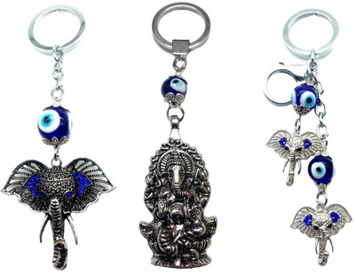 

City Choice New Combo of 3 Ganesha with evil eye Locking Key Chain(Multicolor)