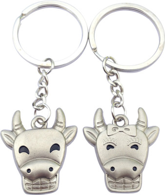 

CTW Cow Couple Face Metal Pack of 2 Key Chain(Multicolor)