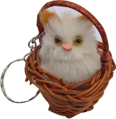 

CTW Cute Tiny Cat In Basket Key Chain(White)
