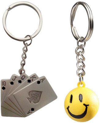 

Confident 1 Metal Poker Cards And 1 Smily Key Chain(Multicolor)